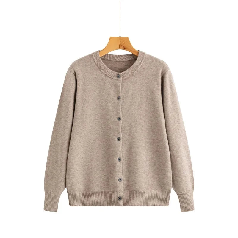 Cardigan tricoté à col rond pour femmes