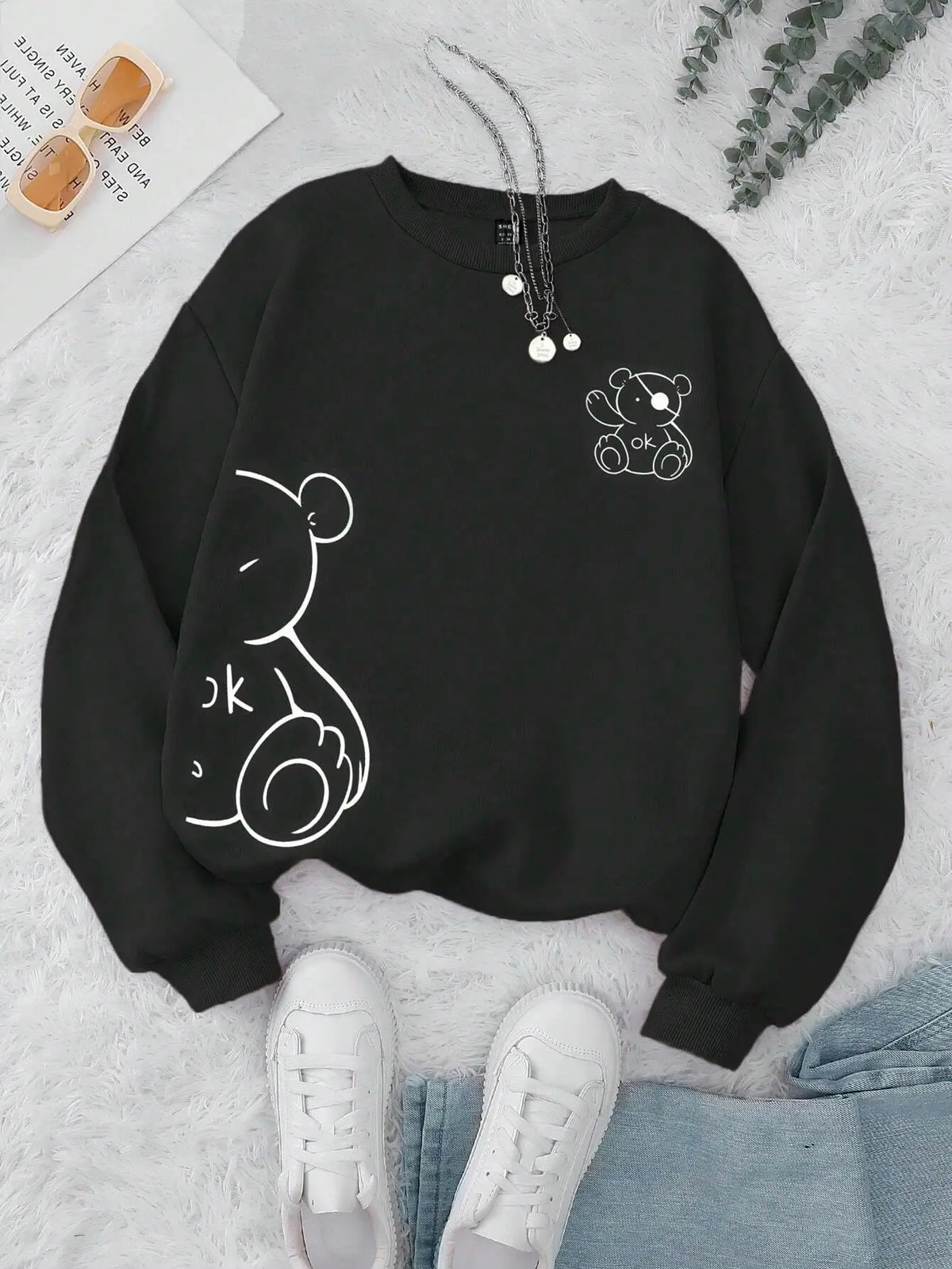 Sweat-shirt à capuche Kawaii Ok Bear pour femmes