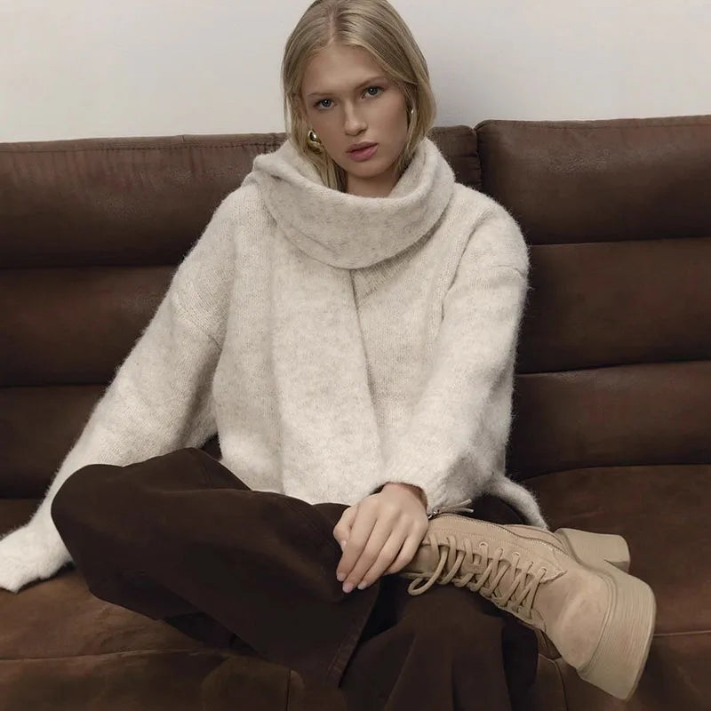 Pull tricoté à col en v pour femmes