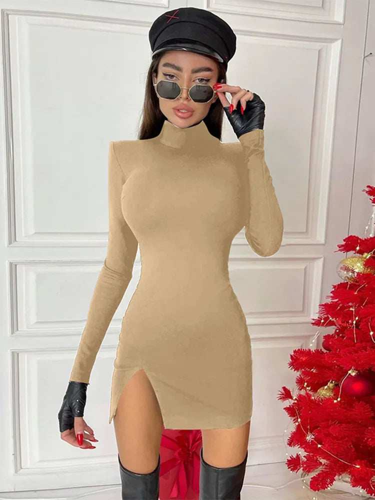 Mini robe moulante à manches longues pour femmes