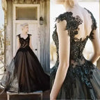Robe de mariée gothique noire pour femmes