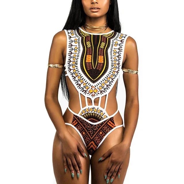 Maillot de bain une pièce à imprimé africain pour femmes