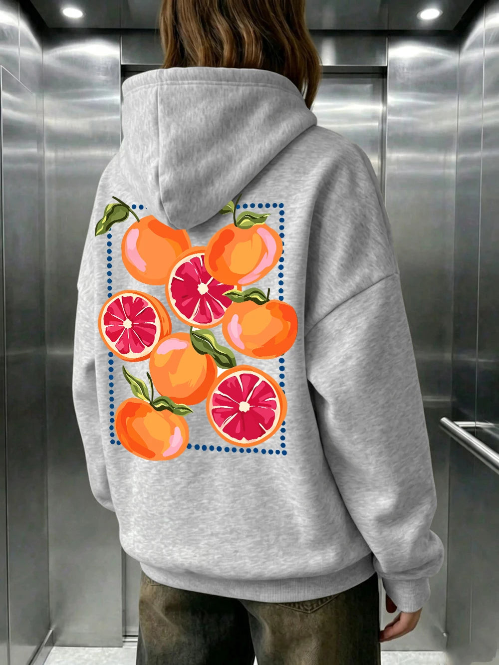 Sweat-shirt à capuche imprimé dessins animés Blood Orange pour femmes