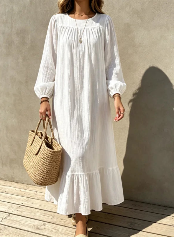 Robe Longue Fluide Femme – Effet Froissé Élégant