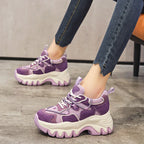 Baskets en maille daim en cuir véritable pour femmes
