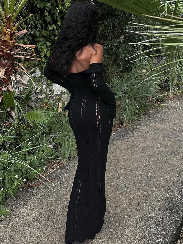 Robe en maille ajourée pour femmes