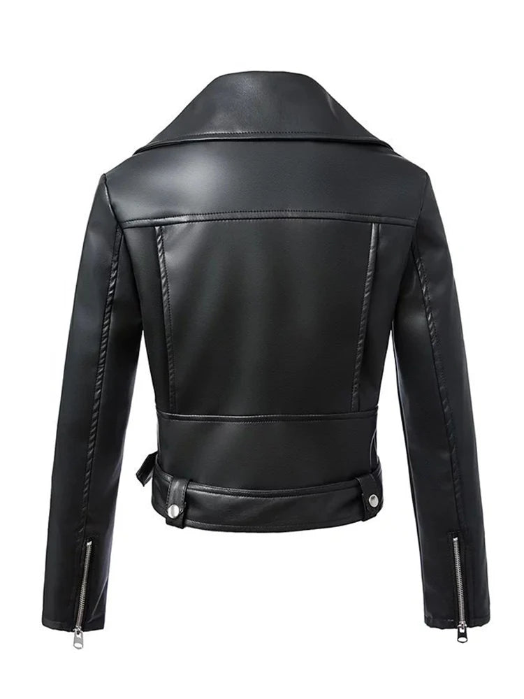 Blouson en similicuir noir pour femmes