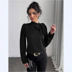 Chemise avec nœud et à manches longues pour femmes