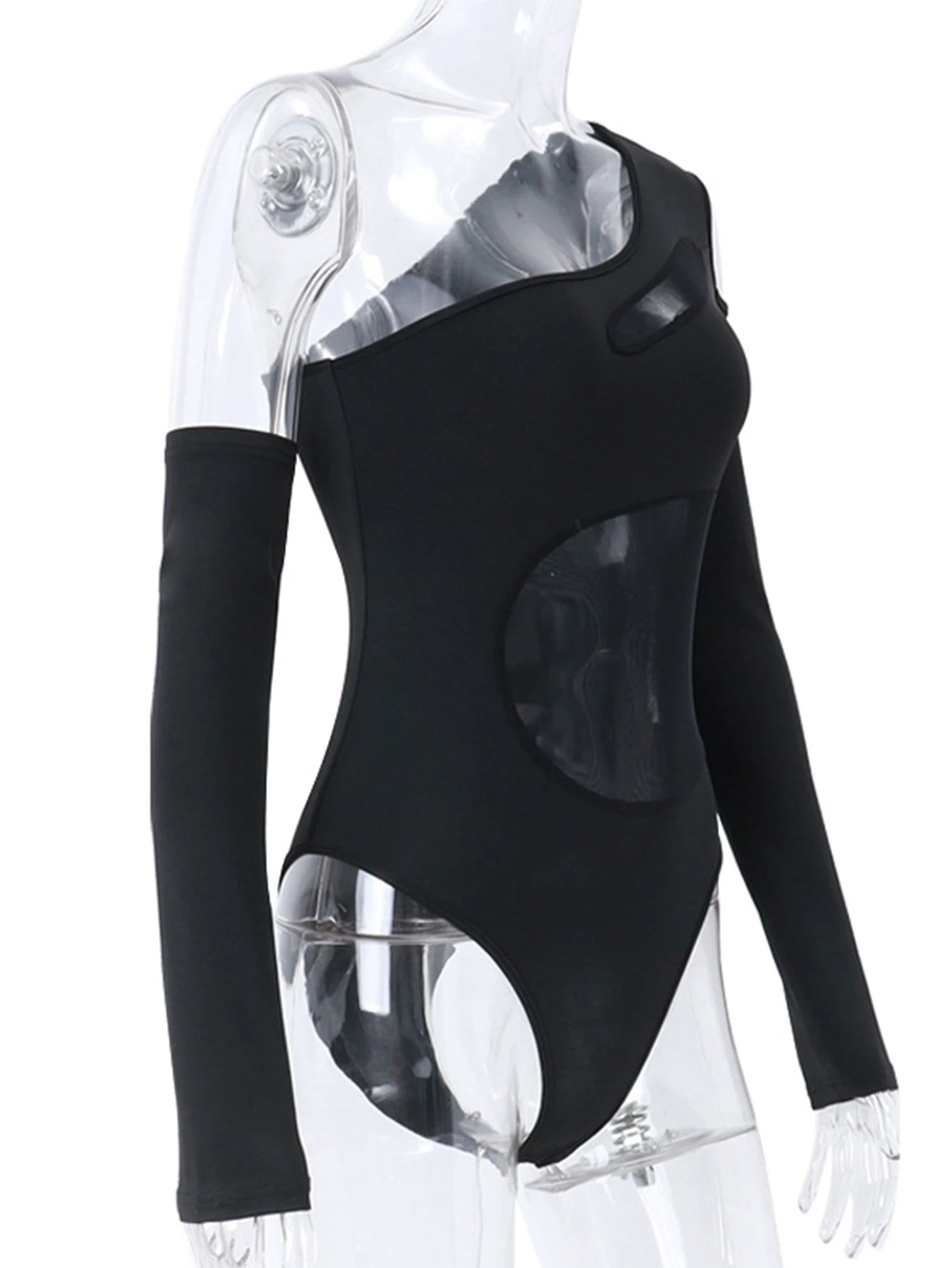 Body transparent dos nu hauts moulante pour femmes
