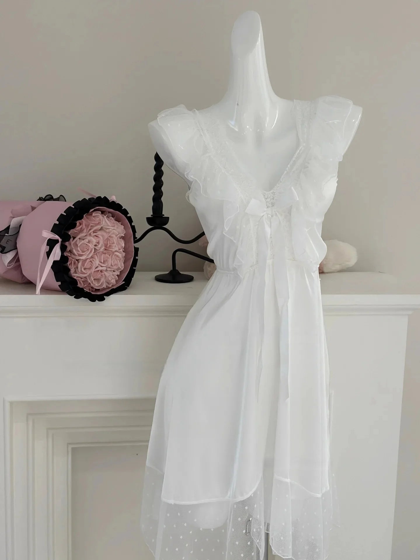 Chemise de nuit d'été sexy en dentelle fine pour femmes