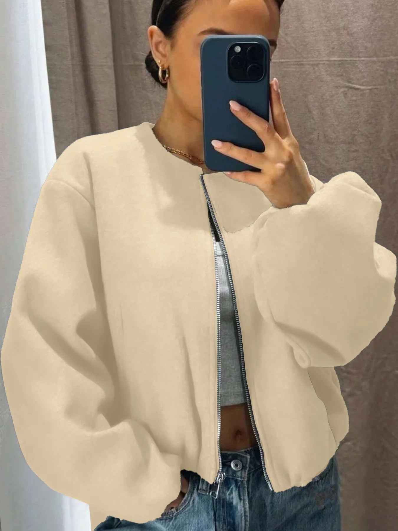 Veste cardigan à fermeture éclair pour femmes
