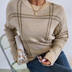 Pull ample à rayures beiges pour femmes