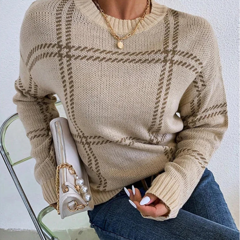 Pull ample à rayures beiges pour femmes