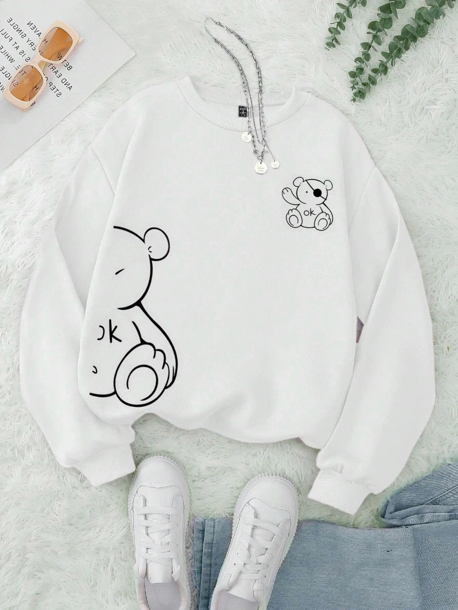 Sweat-shirt à capuche Kawaii Ok Bear pour femmes