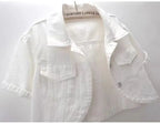 Veste en jean rose à manches courtes pour femmes