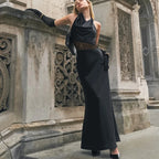 Robe longue dos nu en dentelle transparente pour femmes