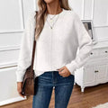 Pull chandails à col rond et manches longues tricoté pour femmes