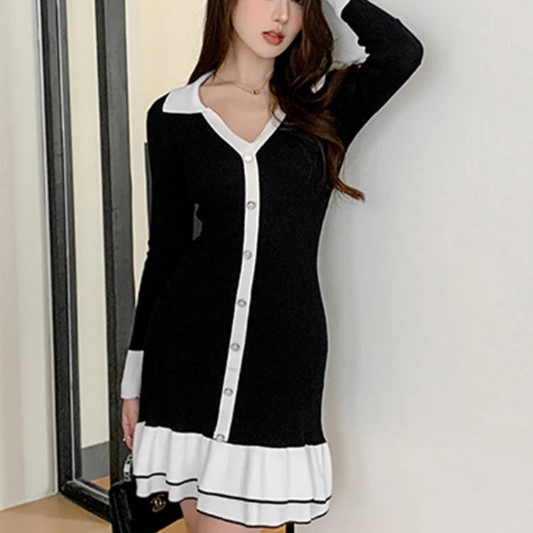 Robe fourreau à volants en maille pour femmes