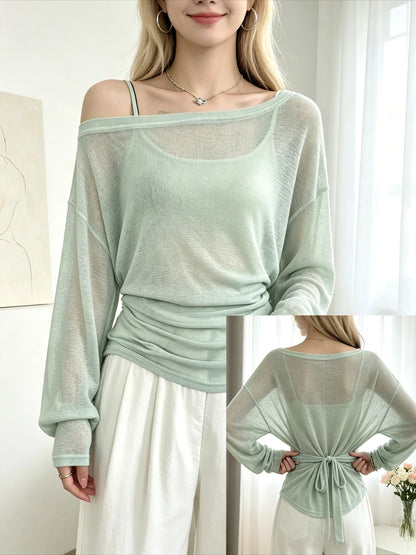 Top Transparent Femme – Épaules Dénudées et Taille Nouée