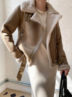 Vestes en cuir en faux peau de mouton pour femmes