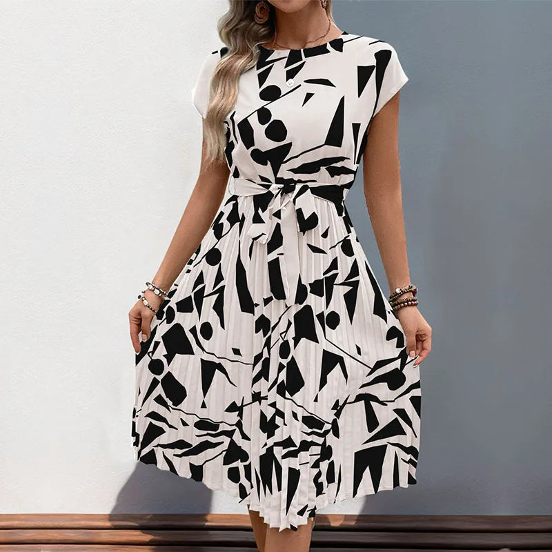 Robe mi-longue imprimée ample pour femmes