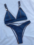 Maillot de bain 2 pièces en jean pour femmes