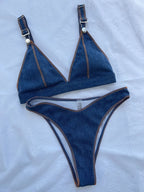 Maillot de bain 2 pièces en jean pour femmes