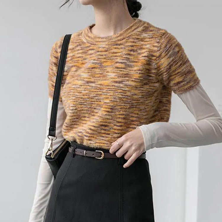 T-shirt à manches longues en maille transparente pour femmes