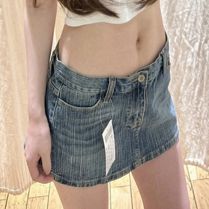 Mini-Jupe Cargo en Jean Femme – Style Vintage
