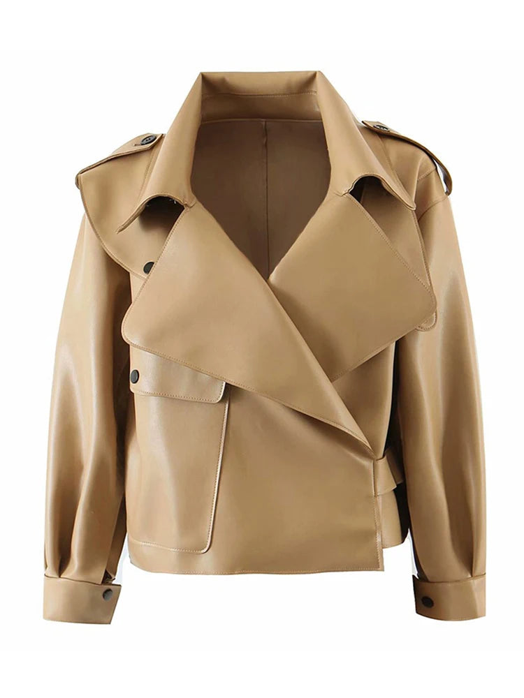 Veste courte en faux cuir pour femmes