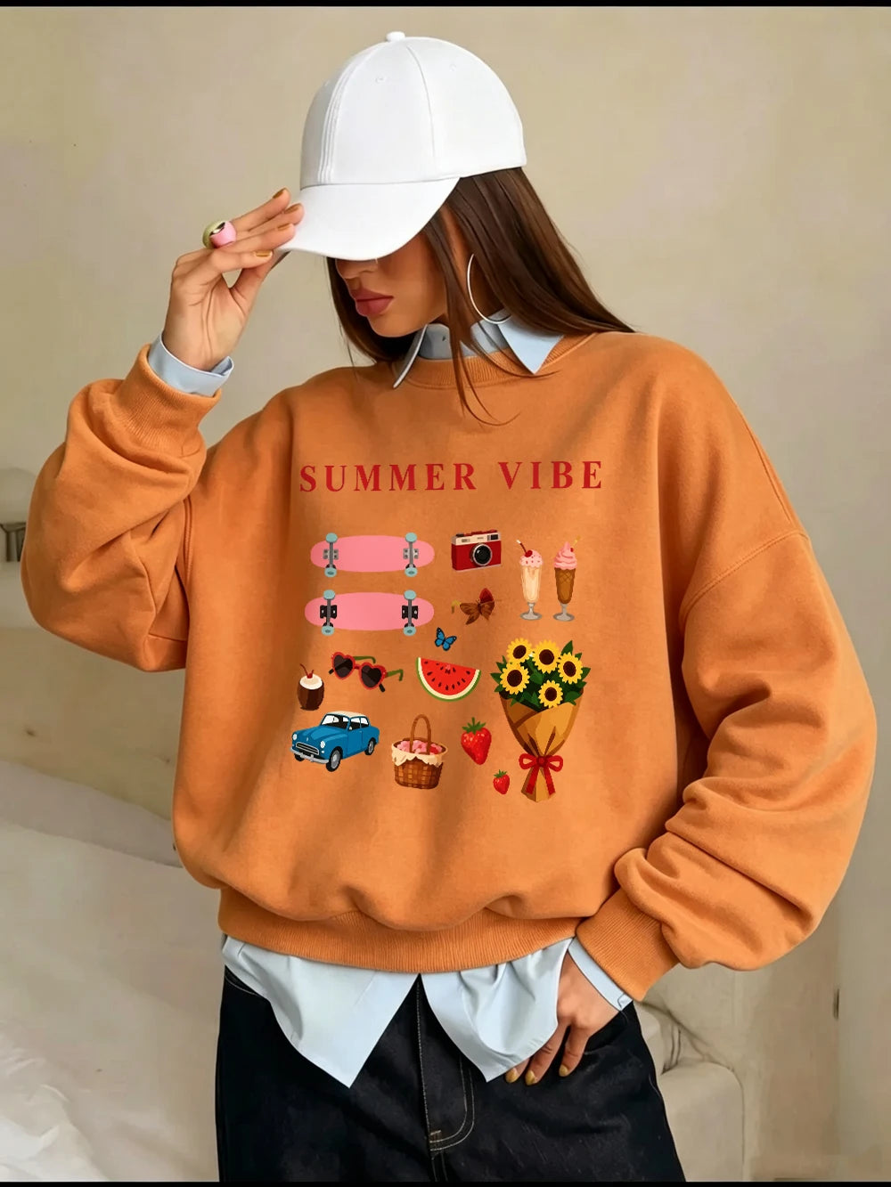 Sweat-shirts imprimés à motifs estivaux pour femmes