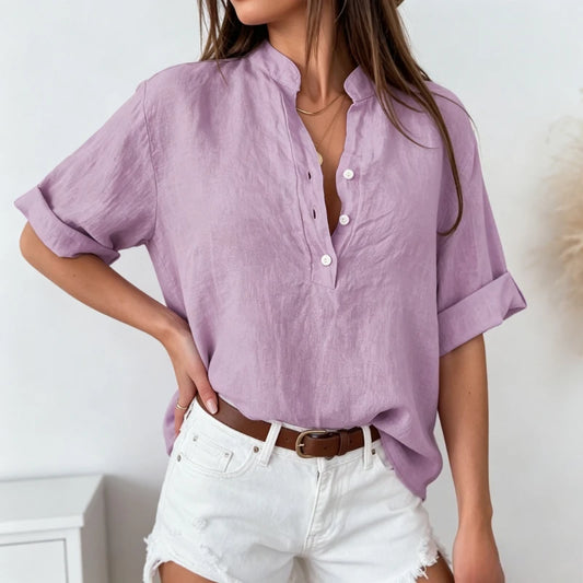 Chemisier Uni Femme – Manches Trois-Quarts