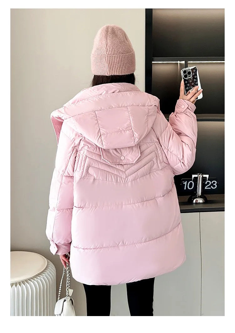 Manteau coréenne à capuche en coton rembourré pour femmes