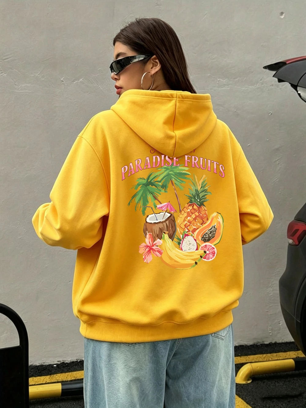 Sweat à capuche imprimé fruits du paradis frais et juteux pour femmes