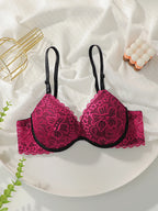 Soutien-gorge en dentelle broderie fleur sexy pour femmes avec anneau en acier rassemblement soutien-gorge push up bandoulière réglable facile à nettoyer soutien-gorge