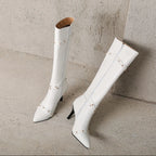 Bottes hautes à bout pointu et talon aiguille de 8 cm pour femmes