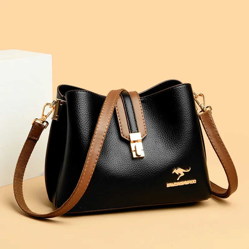 Sac seau en cuir souple pour femmes
