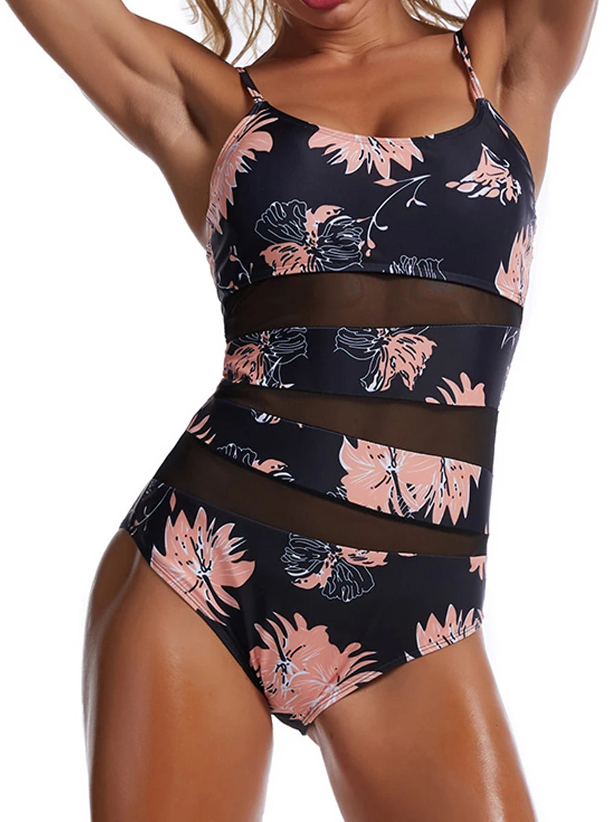 Maillot de bain une pièce à bretelles, dos nu pour femmes