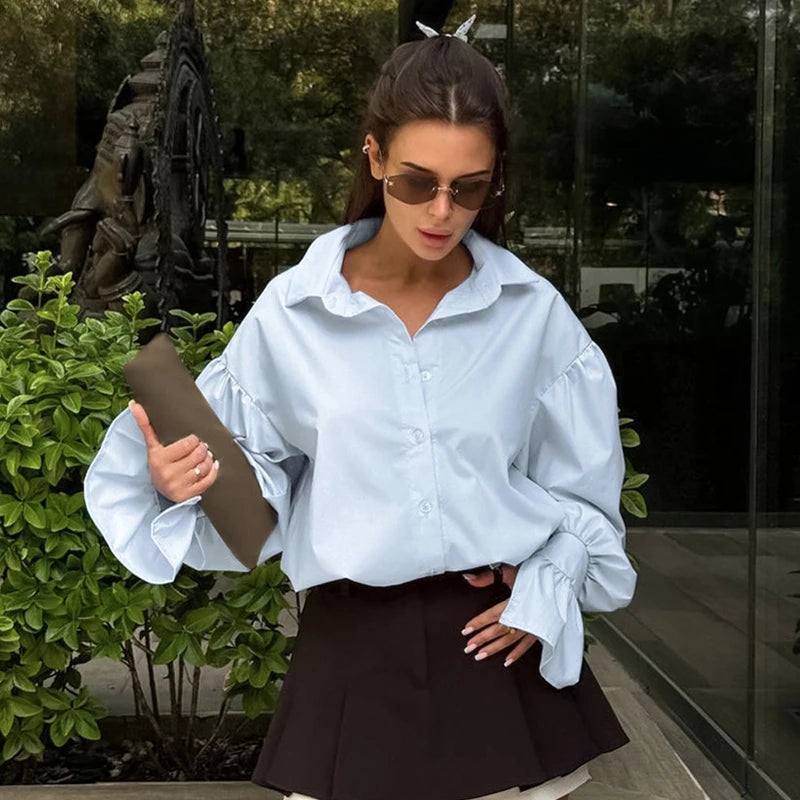 Chemise à manches longues en coton pour femmes