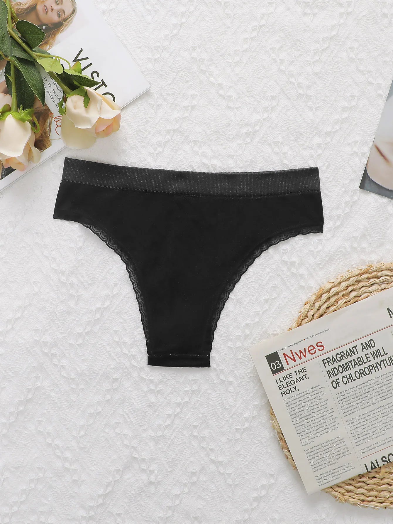 Culotte triangulaires sexy brodés de fleurs pour femmes
