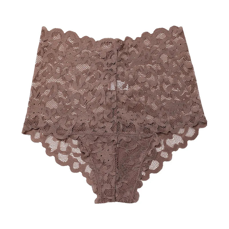 Culottes taille haute en dentelle transparente pour femmes