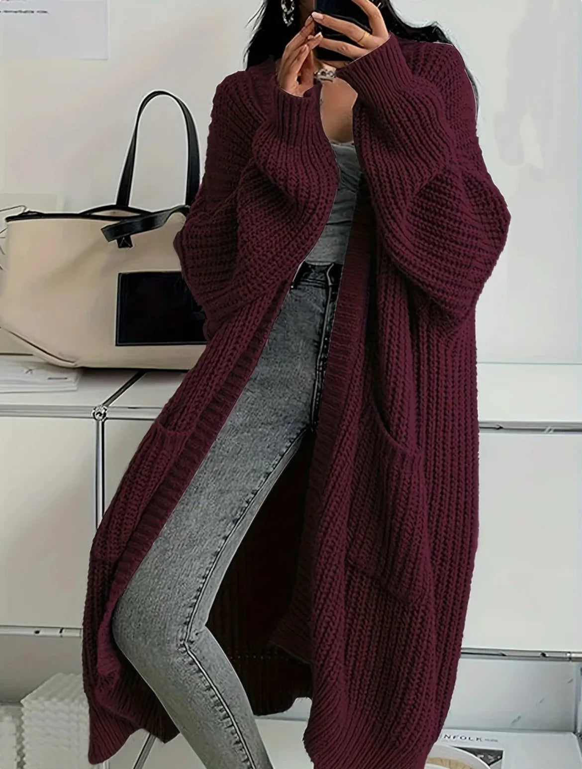 Cardigan longue tricoté pour femmes