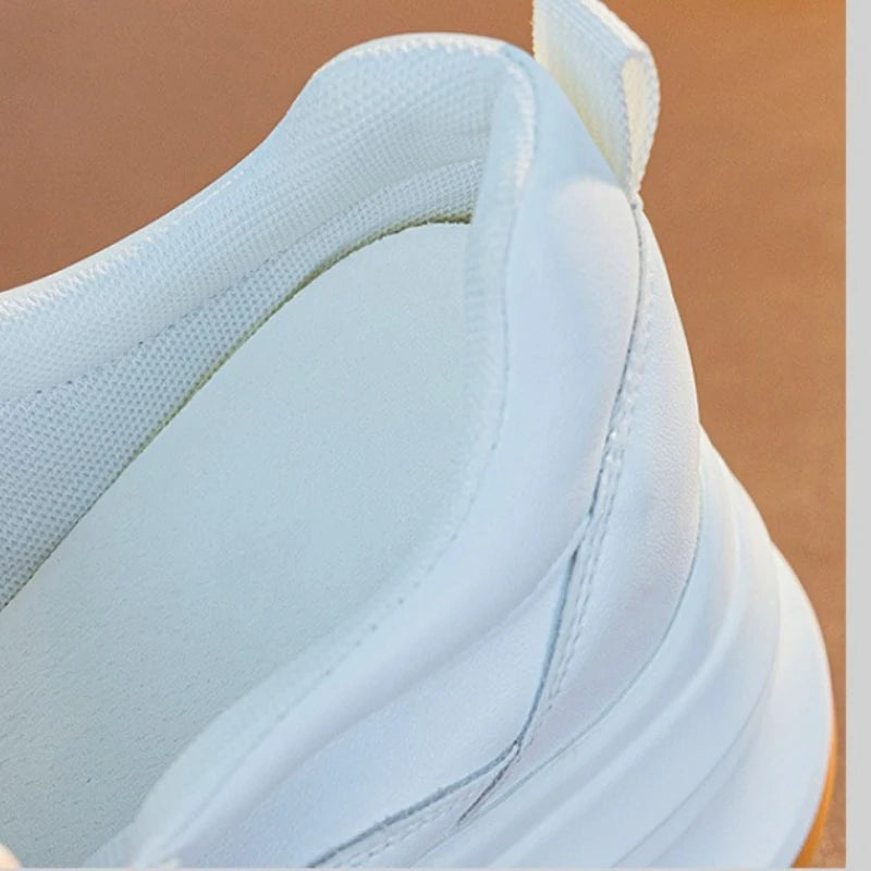Baskets en cuir véritable blanc à plate-forme pour femmes
