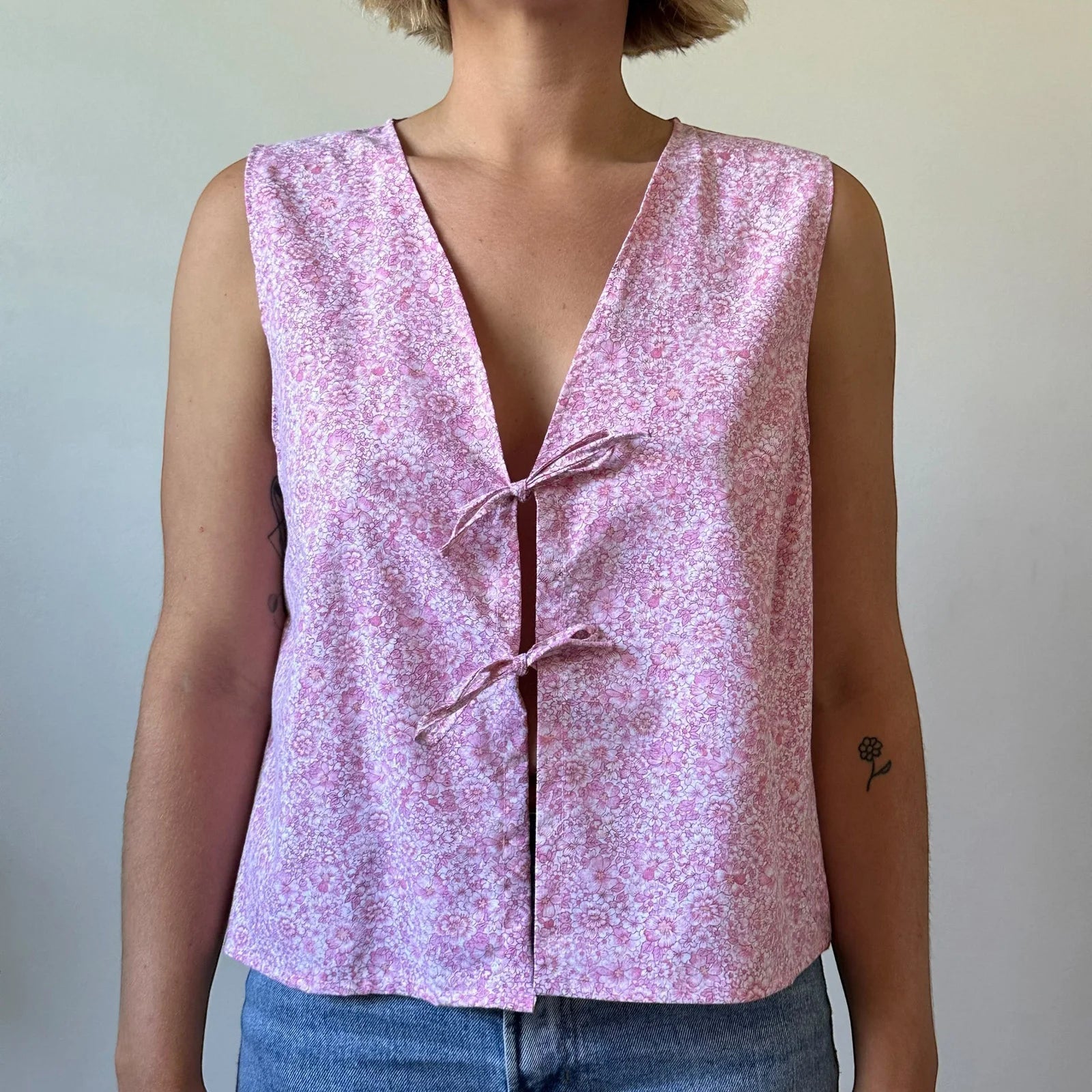 Débardeur à nouer devant style cottage français pour femmes
