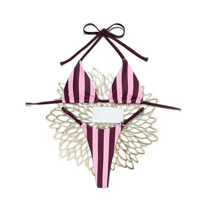 Bikini 2 Pièces Femme – Rayures et Liens à Nouer