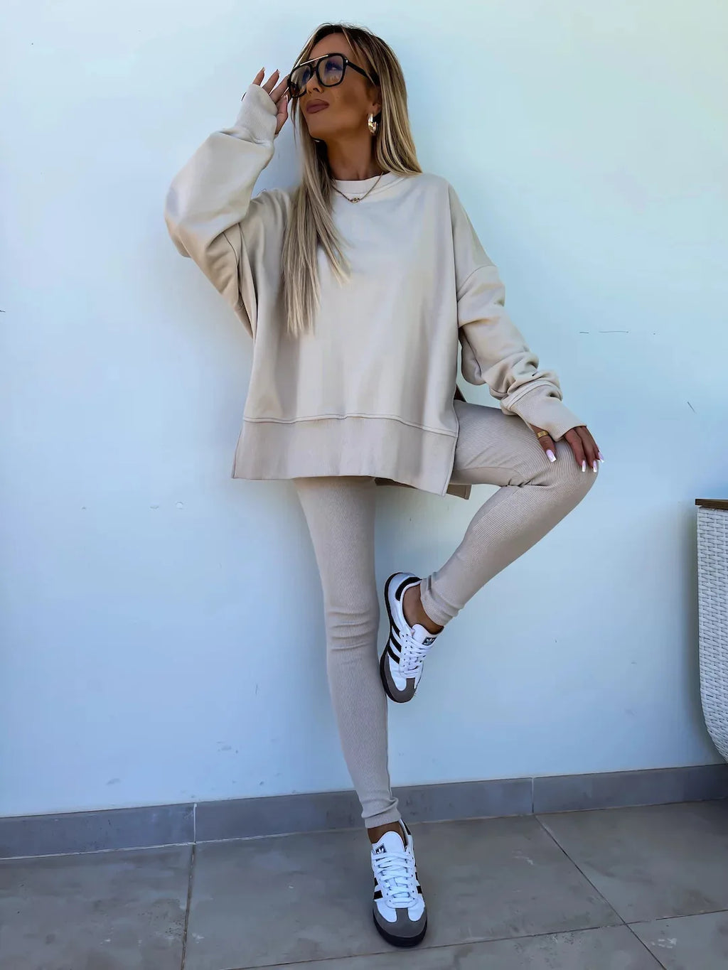 Ensembles décontracté pull ample + pantalons serrés pour femmes