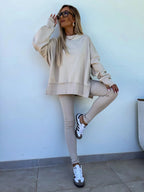 Ensembles décontracté pull ample + pantalons serrés pour femmes