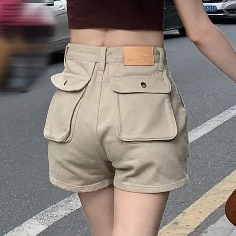 Short cargo en jean jaune pour femmes