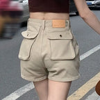 Short cargo en jean jaune pour femmes