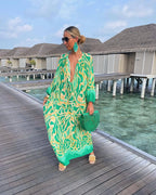 Robe longue imprimée à manches longues pour femmes